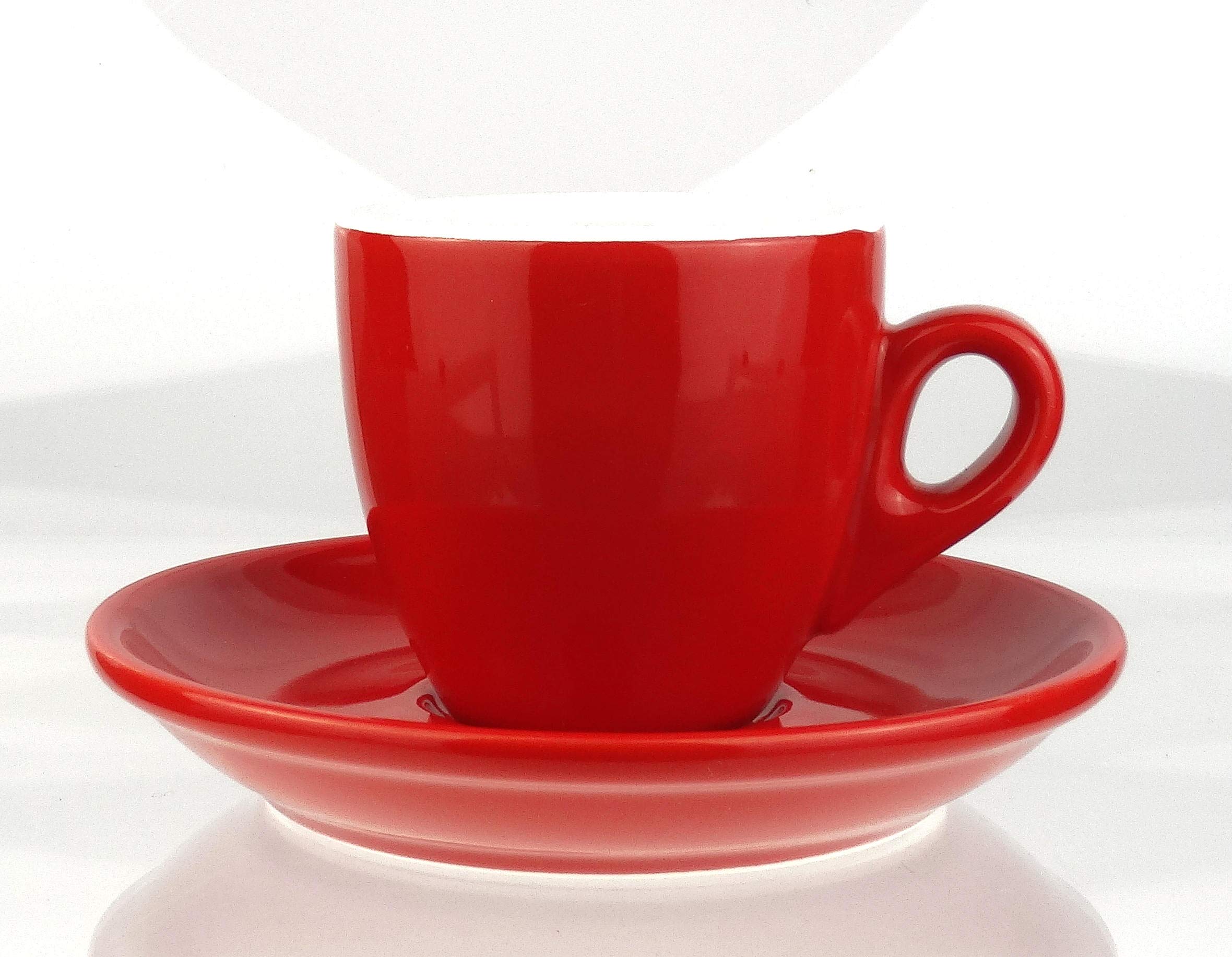 Extra dickwandige Espressotassen | 0,8 cm Wandstärke | rot | 6 Tassen + 6 Untertassen (rot)