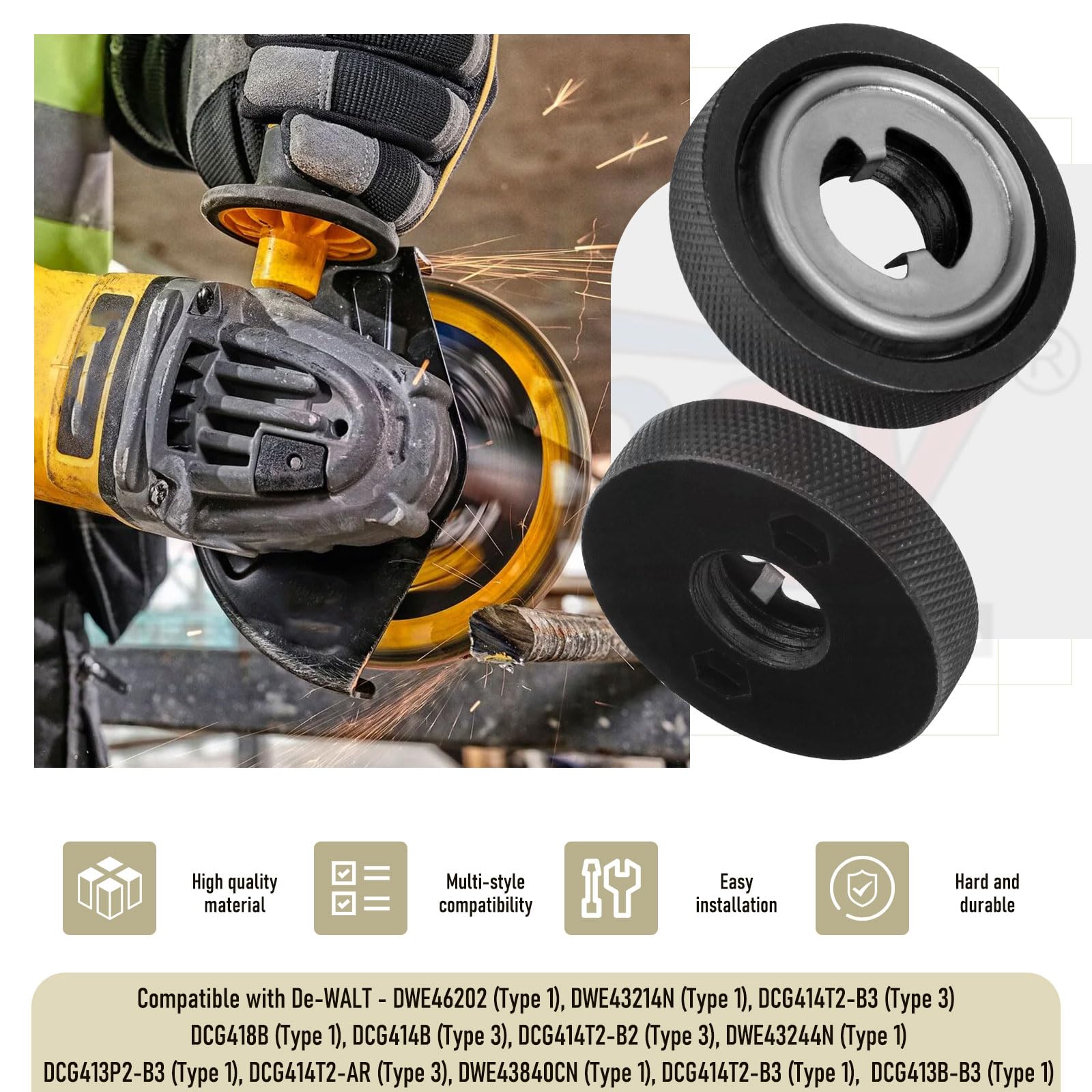 N484249 Angle Grinder Flanged Hex Nut Compatible with De-walt