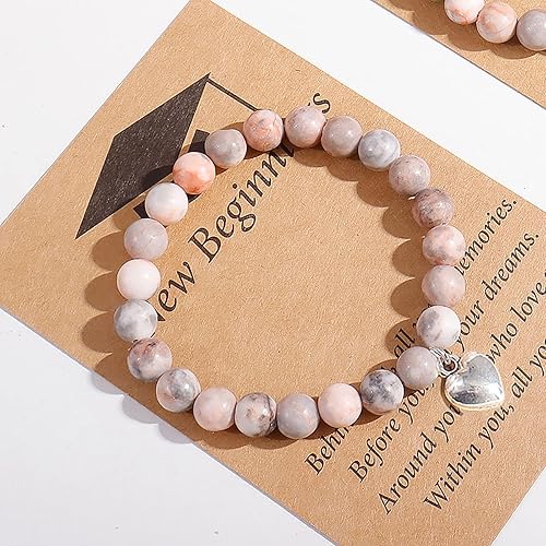 Vista 2 de 2024 Graduation Gifts for Her Him Natural Stone Bracelet Class of 2024 High School College Graduation Gift for Women Men