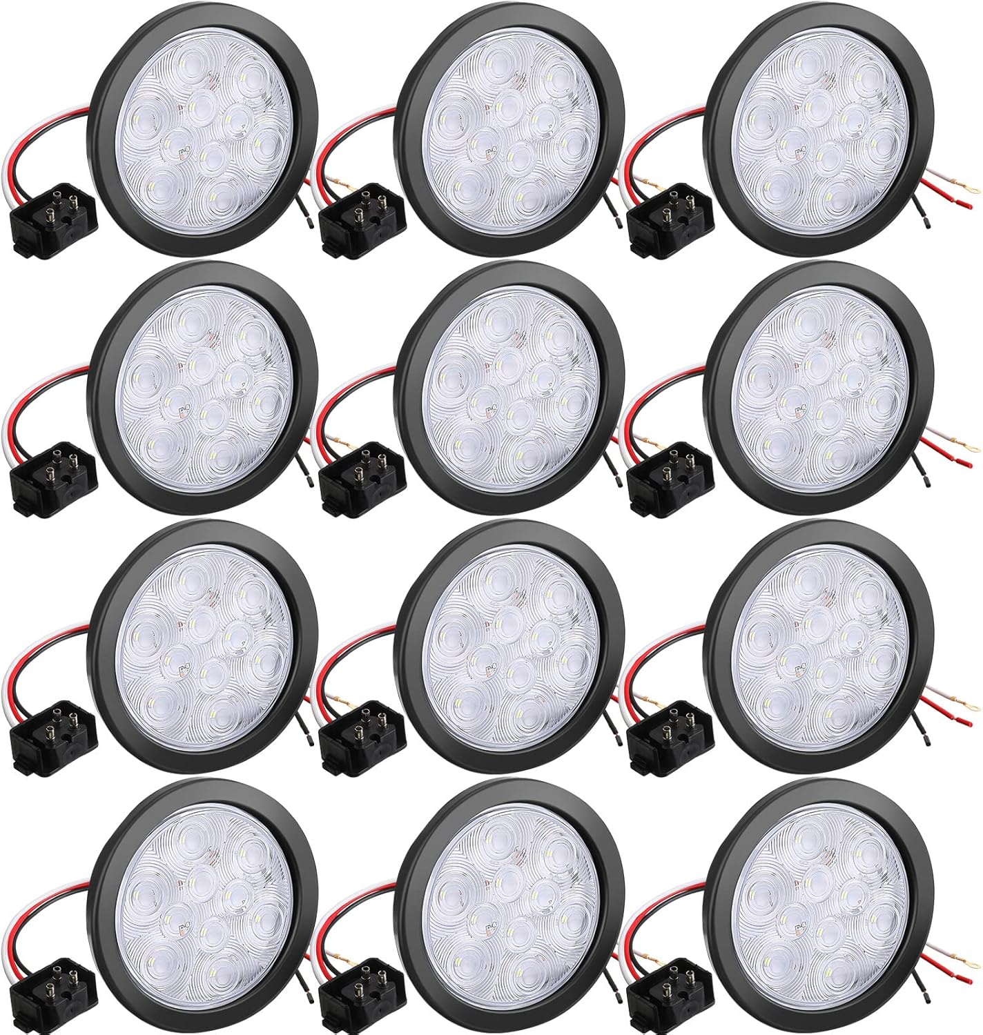 12 Pcs 4 Inch Round LED Trailer Tail Lights, 10 LED Trailer