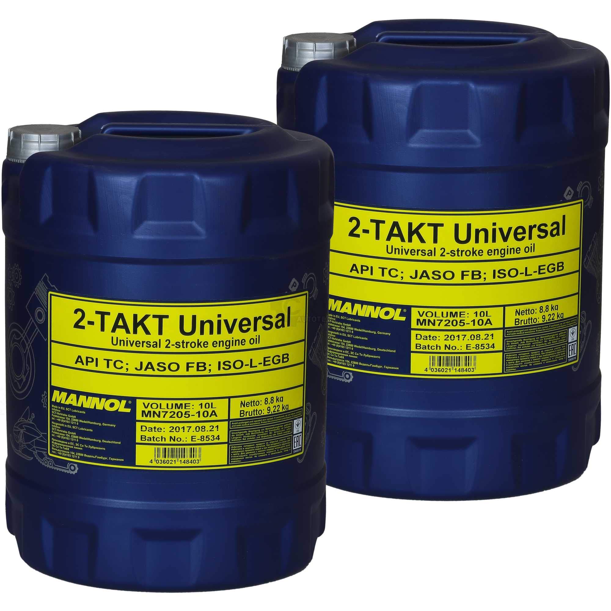 2 x 10 litros de aceite de motor Mannol 2 tiempos universal API TC Engine Oil