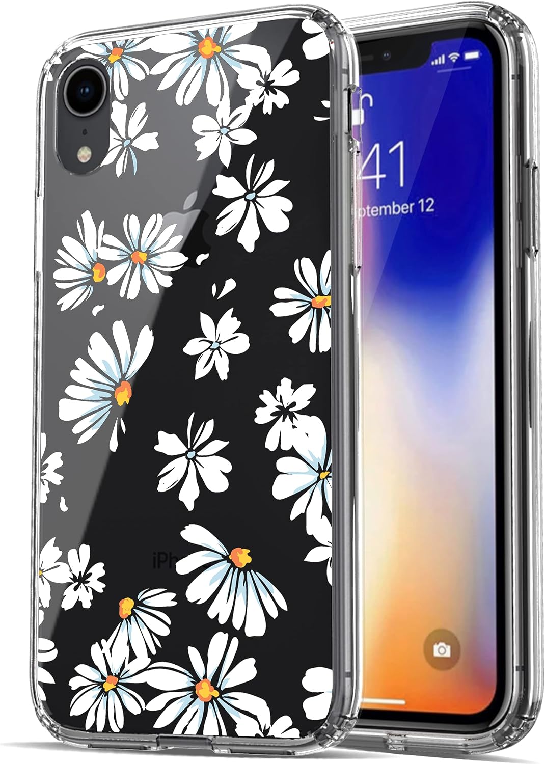 iPhone XR Case, RANZ Anti-Scratch Shockproof Series Clear Hard PC+ TPU Bumper Protective Cover Case for iPhone XR - Little Daisy