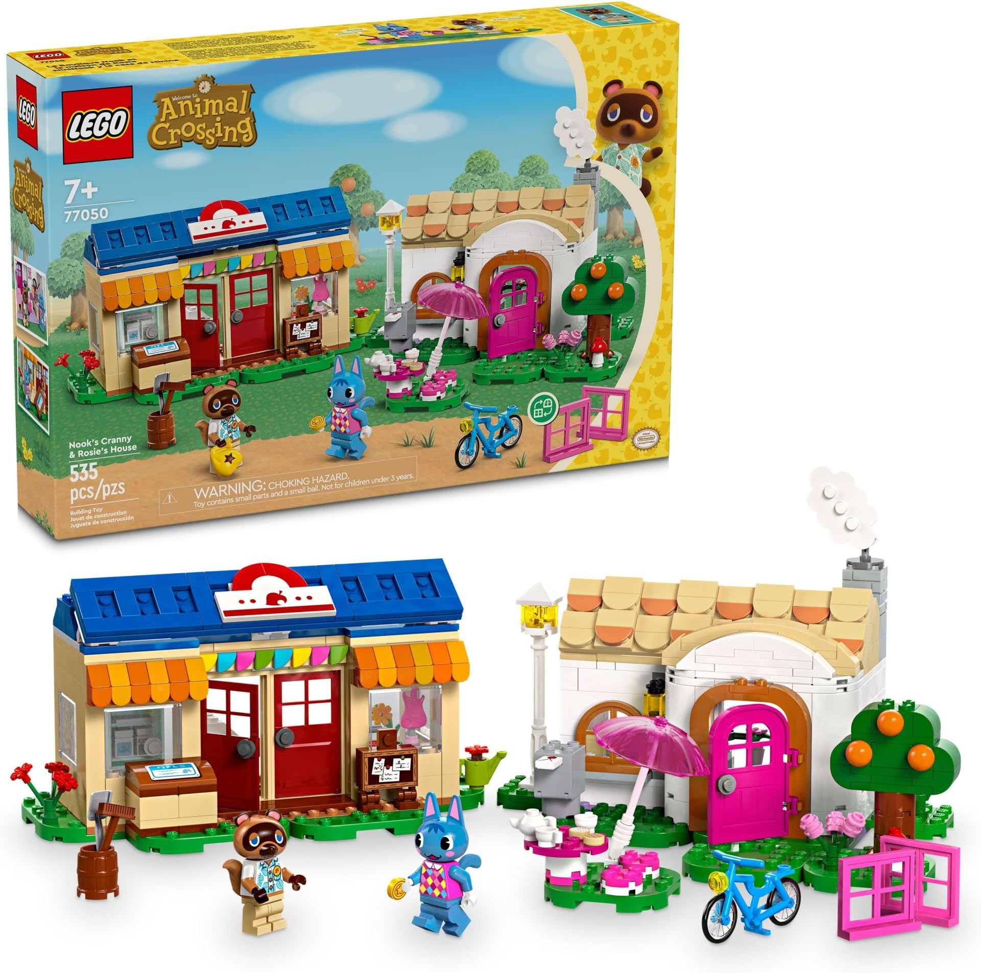 Animal Crossing Nook’s Cranny & Rosie's House, Buildable Video Game Toy for Kids, Includes 2 Animal Crossing Toy Figures, Birthday Gift Idea for Girls and Boys Aged 7 and Up, 77050