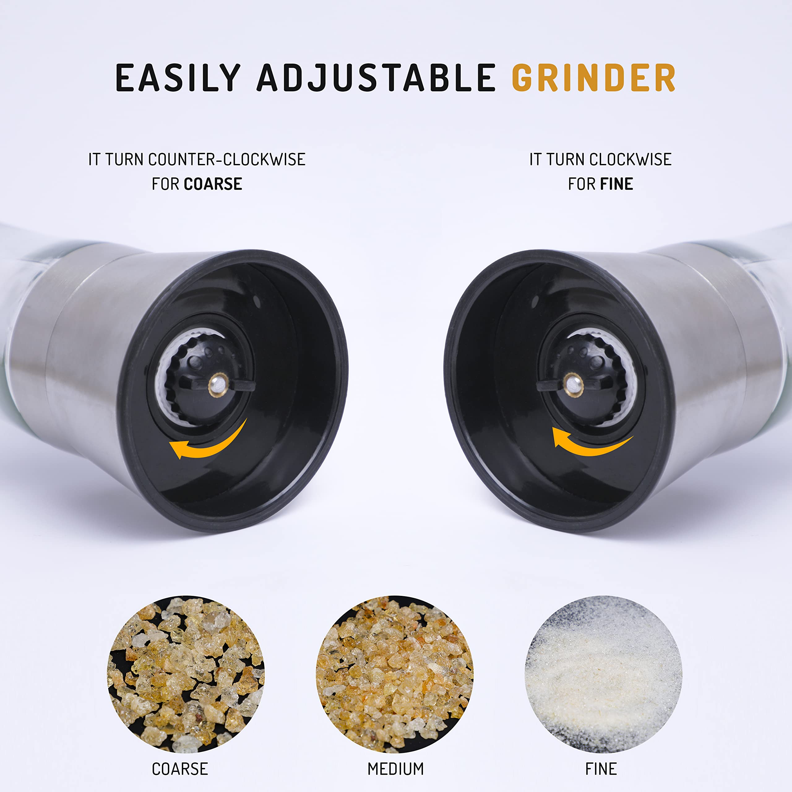 Catron Adjustable Coarseness, Ceramic Sea Pepper Mills,Pepper Grinder or Salt Shaker Pack- 1 for Professional Chef Spice Mill Stainless Steel Adjustable,Steel and Pepper Grinder (CT-65-RON) — Amazon image 5