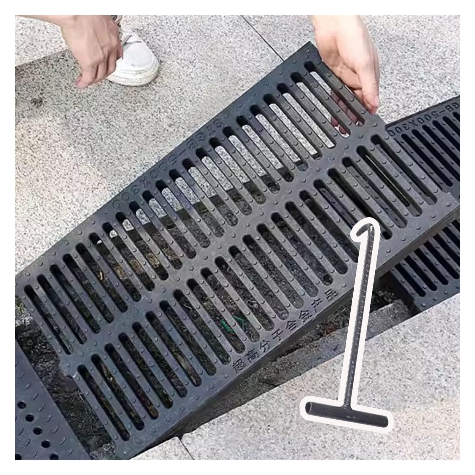 LWJSOCP Yard Drainage Trench - Channel Drain with Grate, Outdoor Black Drain Cover Sewer Strainer, Rectangle Rainwater Grate/Drainage Trench, for Courtyard School Pools (Size : Black - 5