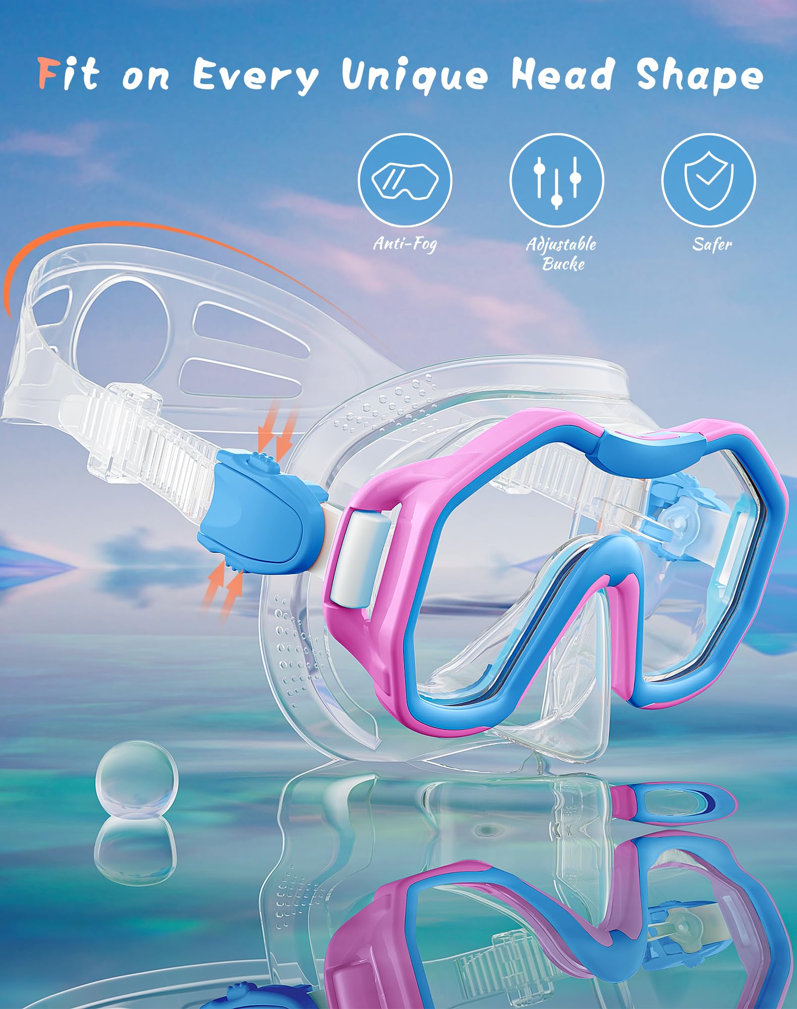 Attrezzatura da snorkeling per adulti e bambini, set con boccaglio Dry-Top, panoramica a 180°, maschera per immersioni e immersioni, maschera per immersioni subacquee e viaggi