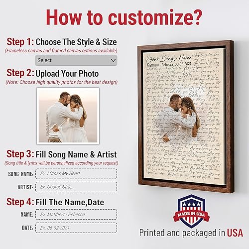 Miniatura 2 de H-DEWALL Regalos para marido de parte de la esposa, lienzo personalizado con marco, discos de vinilo retro, decoración de pared para fotos, póster