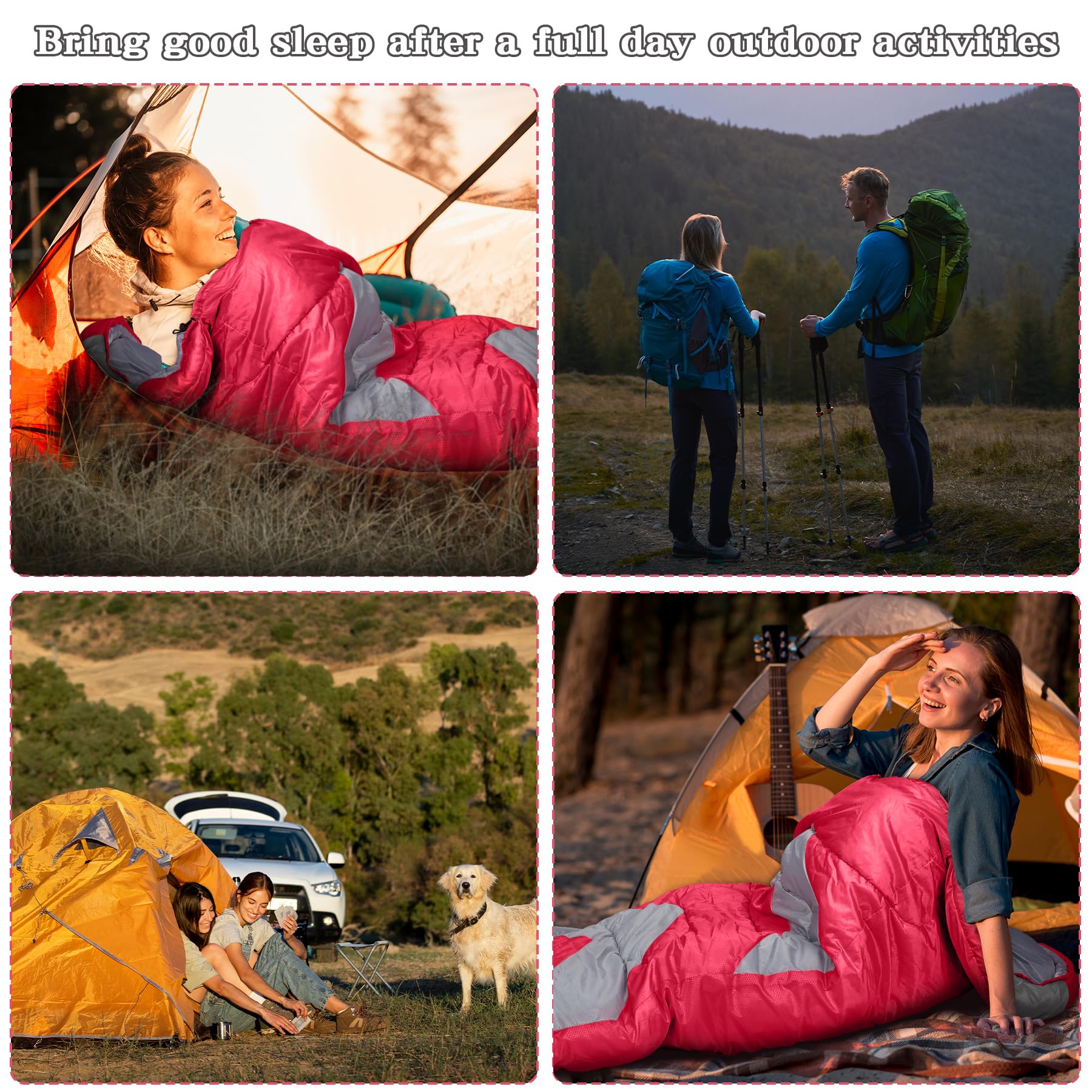 Zusentee Sacchi a Pelo Invernale per Adulti e Bambini, -8°C-15°C Sacco a Pelo 4 Stagioni in Resistenti Impermeabile Ultraleggero Portatile Busta Rettangolare per Campeggio Escursionismo