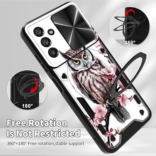 Vista 41 de Funda para Samsung Galaxy A13 5G con cubierta deslizante para lente de cámara y anillo giratorio de 360 grados, soporte híbrido de doble capa Flores