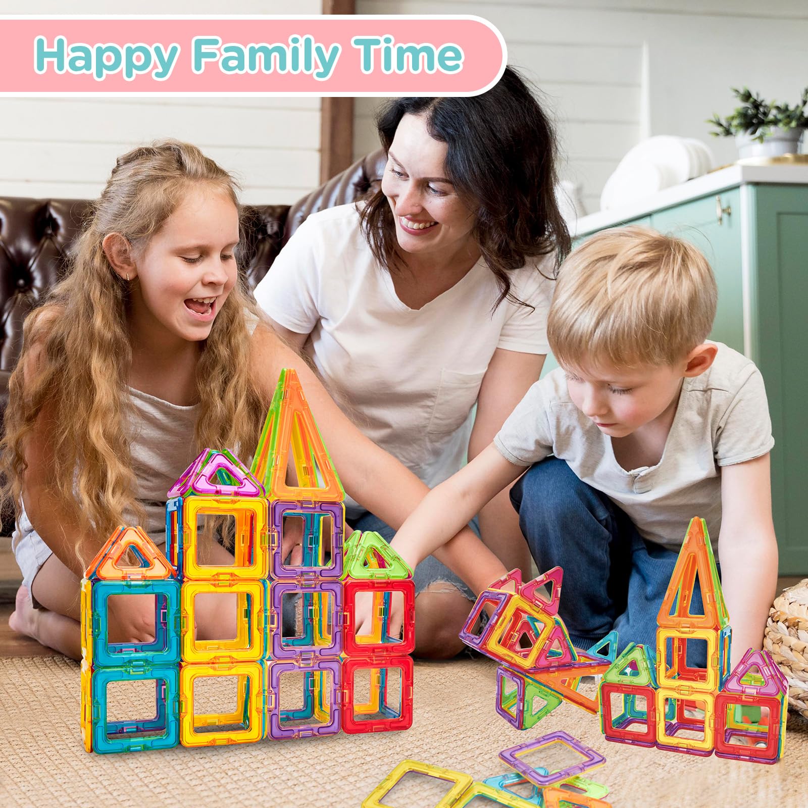 Theefun Costruzioni Magnetiche 42 Pezzi, Costruzioni Magnetiche Bambini Giocattoli Educativi per la Costruzione Tessere Magnetiche Mattoncini Magnetici Ideale per Ragazze e Ragazzi