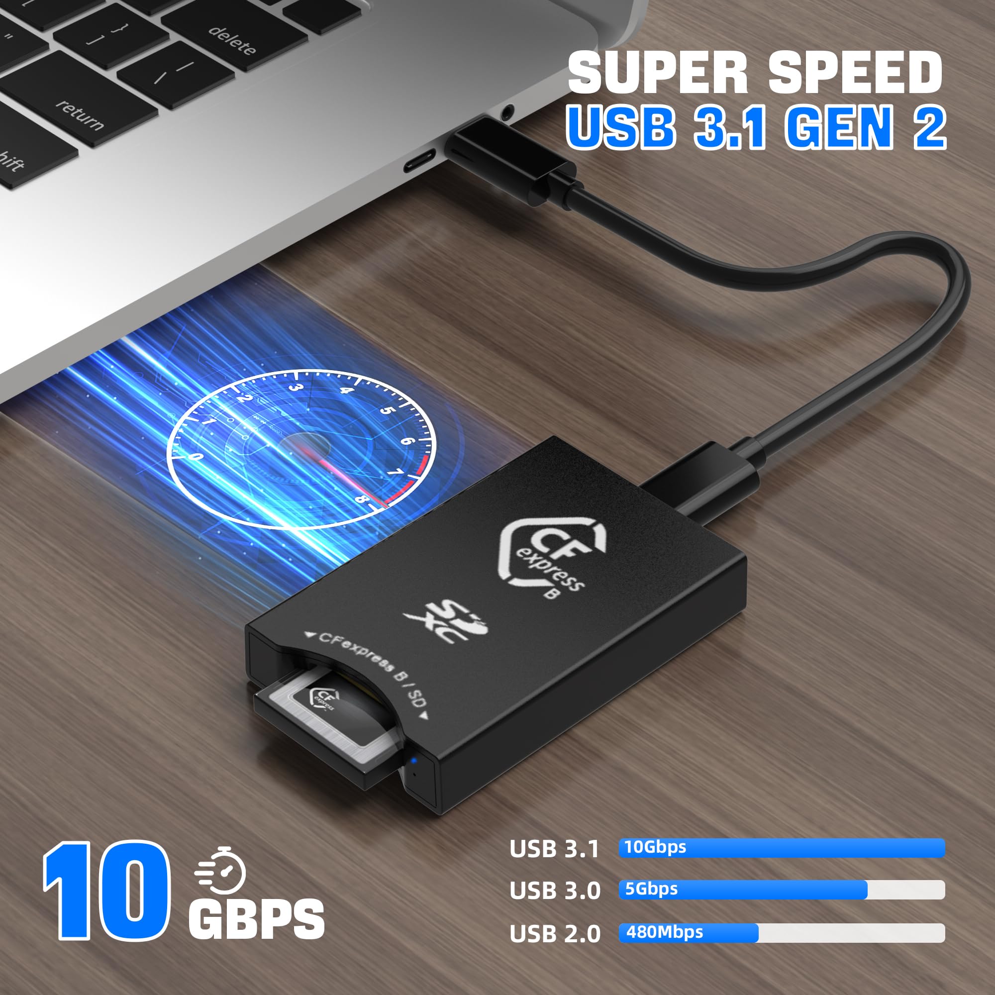 Lecteur Carte CFexpress Type B – USB 3.2 Gen2 – 10 Gbit/s – USB-C – SODIAL (Neuf)