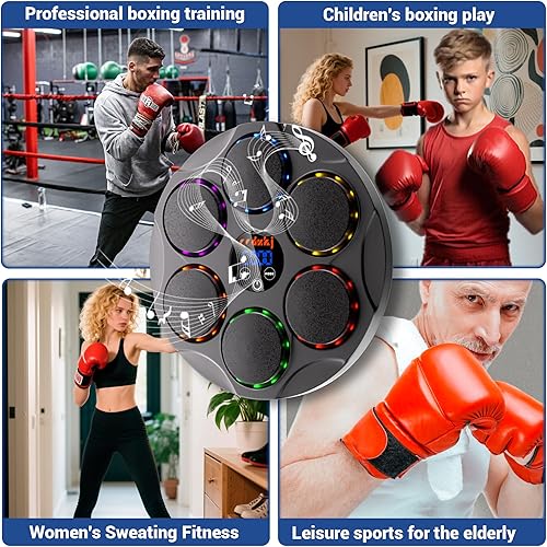Miniatura 7 de Máquina de boxeo, máquina de boxeo musical para adultos, equipo de entrenamiento de boxeo, pared de juego de boxeo, almohadilla de perforación de