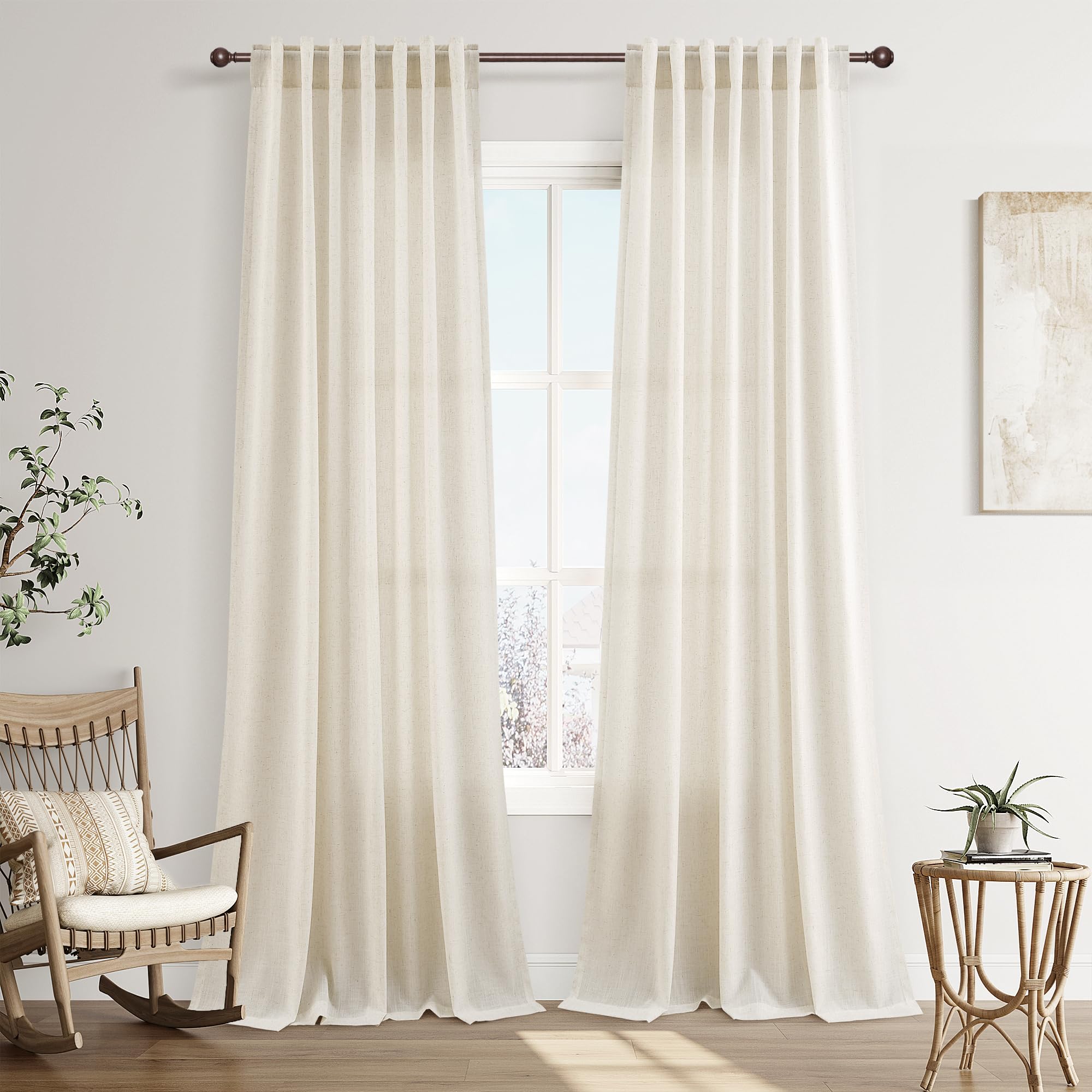 Joywell Extra Long Linen Curtains 120 Inches