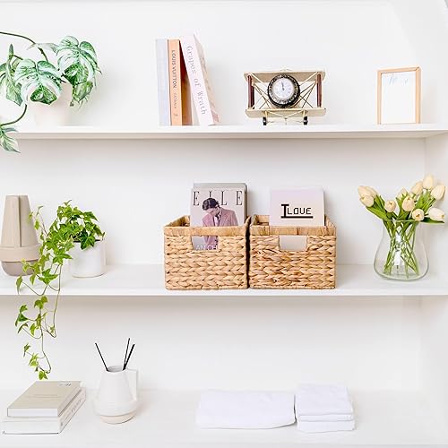 Miniatura 6 de M4DECOR Juego de 6 cestas de almacenamiento de mimbre, cestas de almacenamiento de jacinto de agua, cestas de almacenamiento de mimbre para