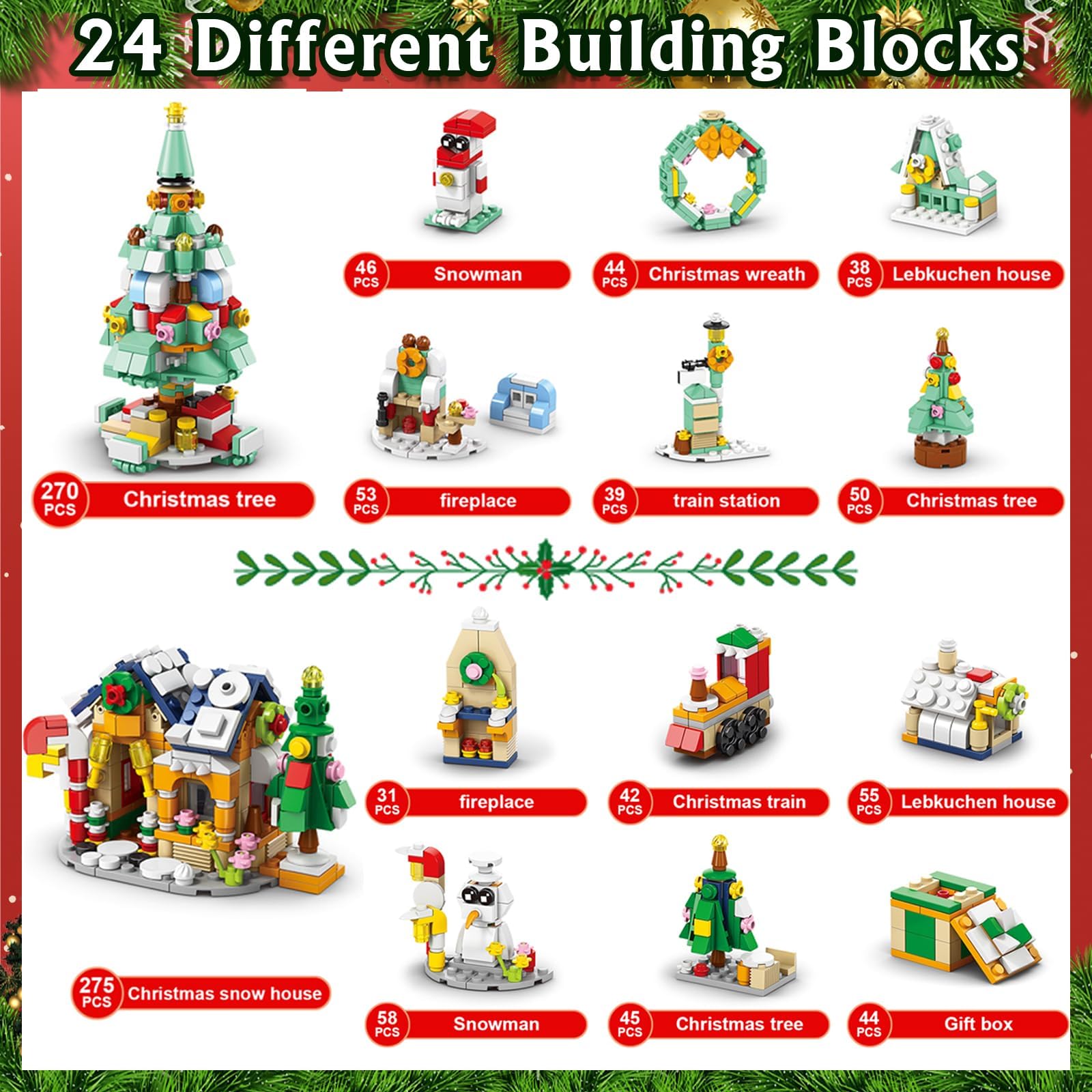 Advent Calendar 2026 with Building Blocks for Kids 24 Days Christmas Countdown Calendar Building Blocks Toys for Boys Girls Toddler Xmas Stocking Stuffers Holiday Gifts - Image 4