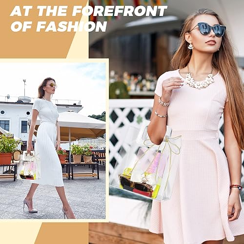 Miniatura 6 de PerKoop 48 bolsas de regalo transparentes con asas, bolsa de regalo de PVC transparente, bolsas de regalo reutilizables resistentes con 10 rollos de