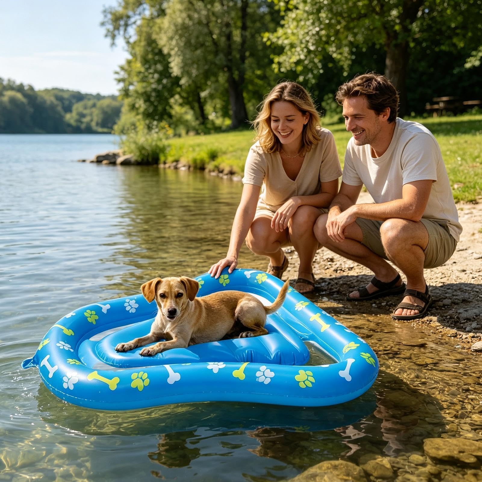 Flotador inflable de piscina para mascotas, balsa flotante para perros