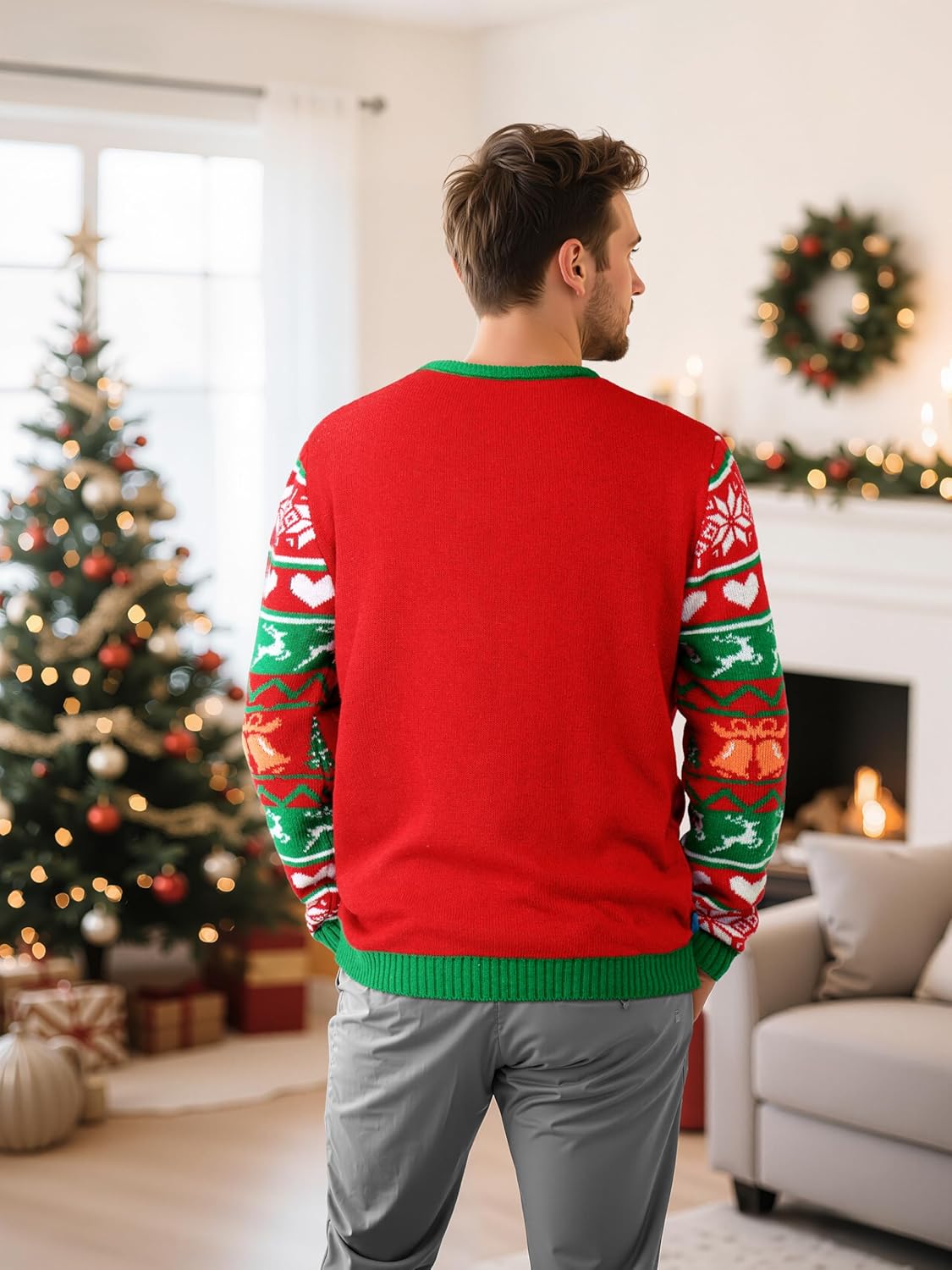 SOMSOC LED Light Up Ugly Christmas Sweater for Women Men, Xmas Jumpers Funny Knitted Sweaters with Light Bulbs - Image 3