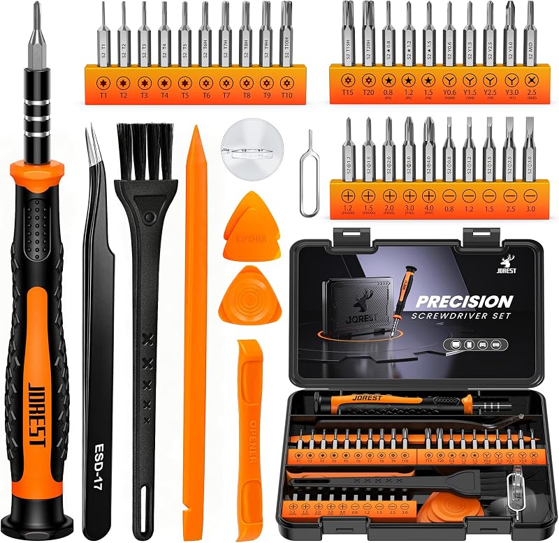 Juego de destornilladores de precisión JOREST de 40 piezas, destornillador pequeño con Torx T5 T6 T8 | Mini kit de herramientas de reparación para Macbook, computadora, computadora portátil, iPhone, PS4 PS5, Xbox, Switch, lentes, reloj, timbre, electrónica