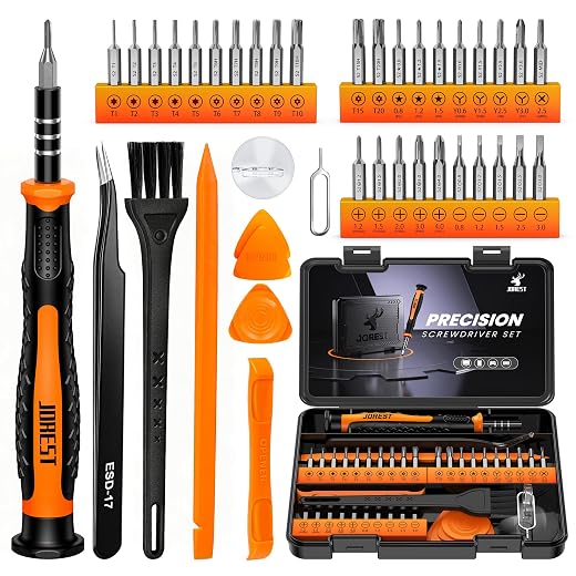 JOREST 38Pcs Cacciaviti Precisione Set, Kit Professionali con Cacciaviti Torx T5 T6 T8 T9 T10 T20, Kit Smontaggio e Riparazione per iphone, ipad, Switch, PS4, Xbox, PC, Macbook, Occhiali, Orologio