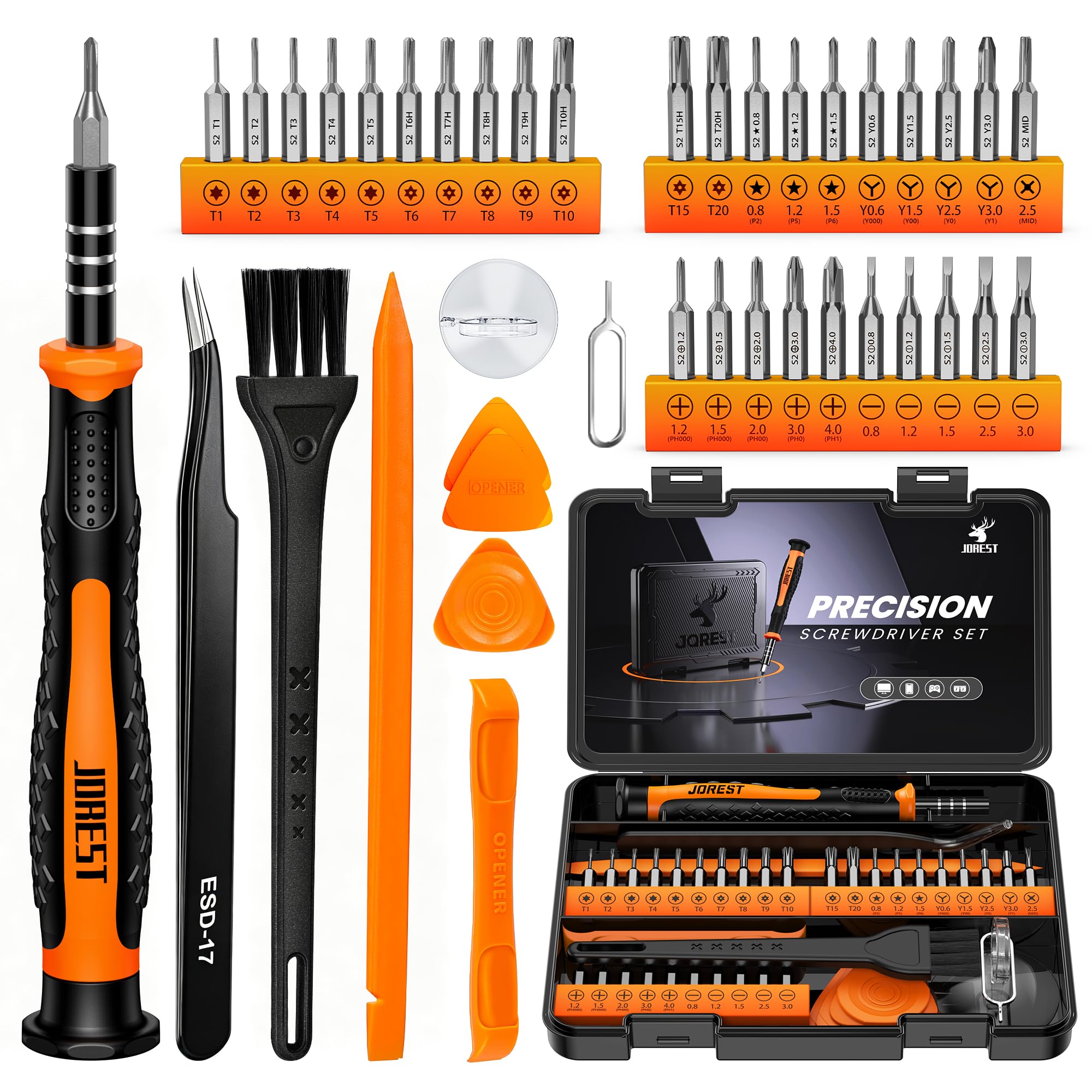 JOREST 40Pcs Juego Destornilladores Precision de Bricolaje con Torx T5 T6 T8 T9 T10 T20, para repara