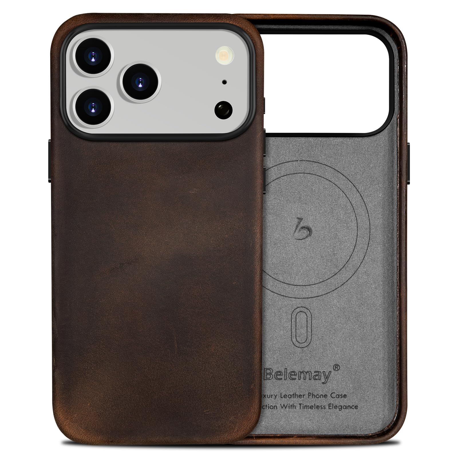 Crazy Horse Leather Case for iPhone 17 Pro Max (6.9") Rustic Brown