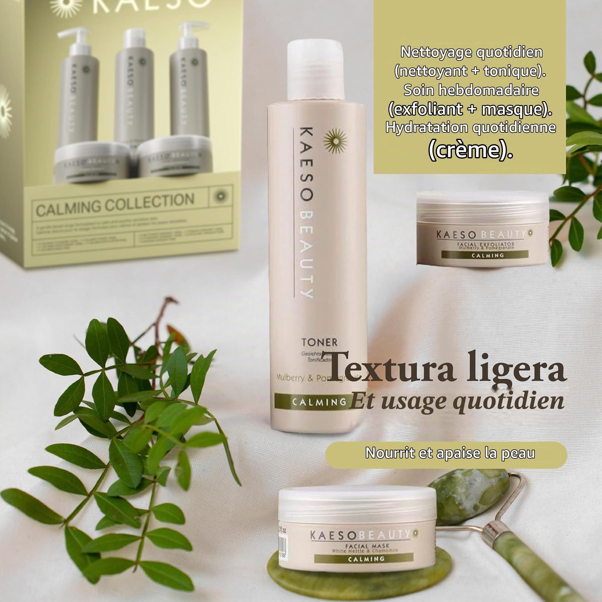 Kaeso Calming Facial Kit (Includes Calming Mask, Calming Exfoliator, Calming Cleanser, Calming Toner & Calming Moisture)