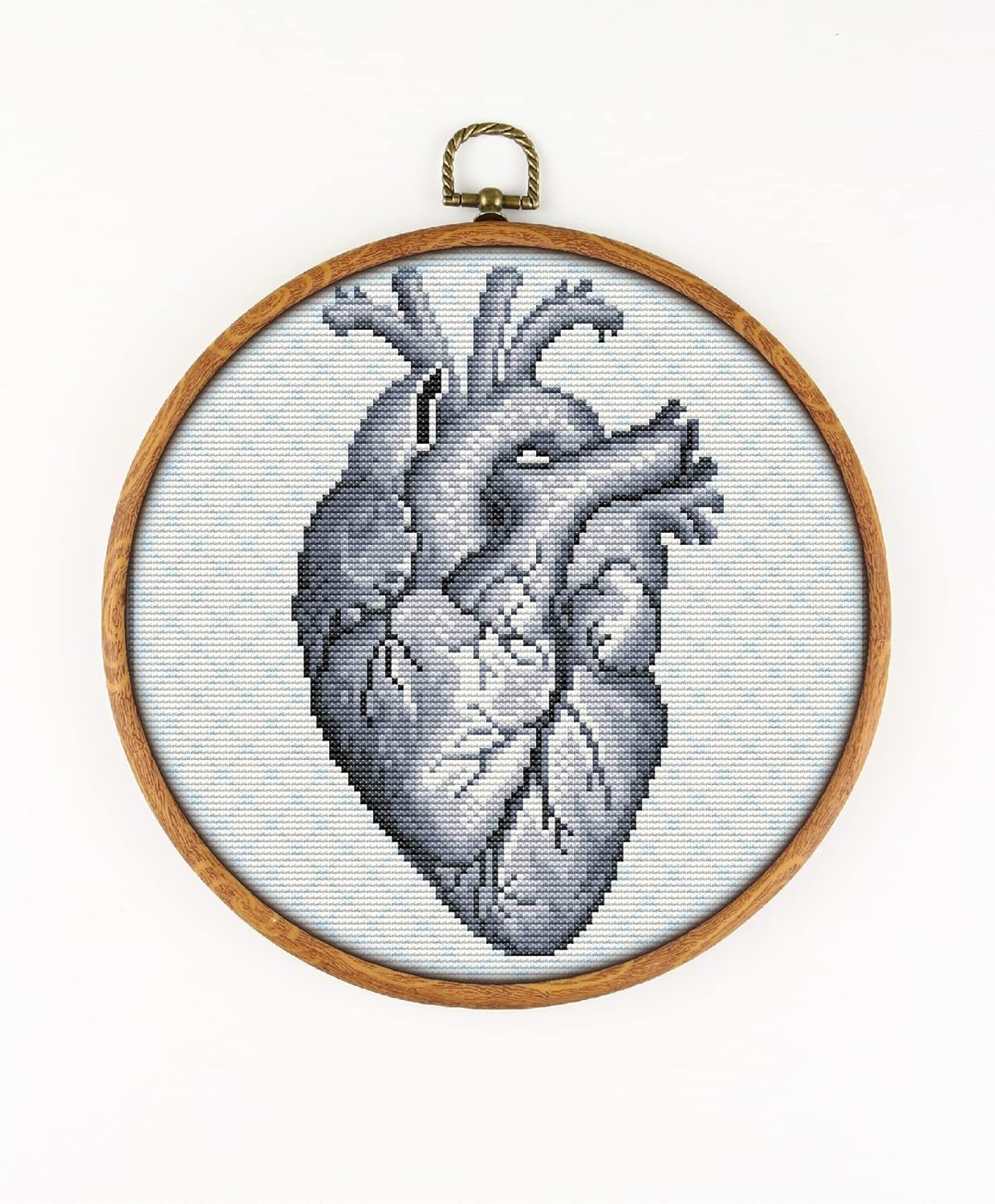 Heart The Human Anatomy CS2054-1 - Counted Cross Stitch KIT#2. Set of Threads, Needles, AIDA Fabric, Needle Threader, Embroidery Clippers and Printed Color Pattern Inside.