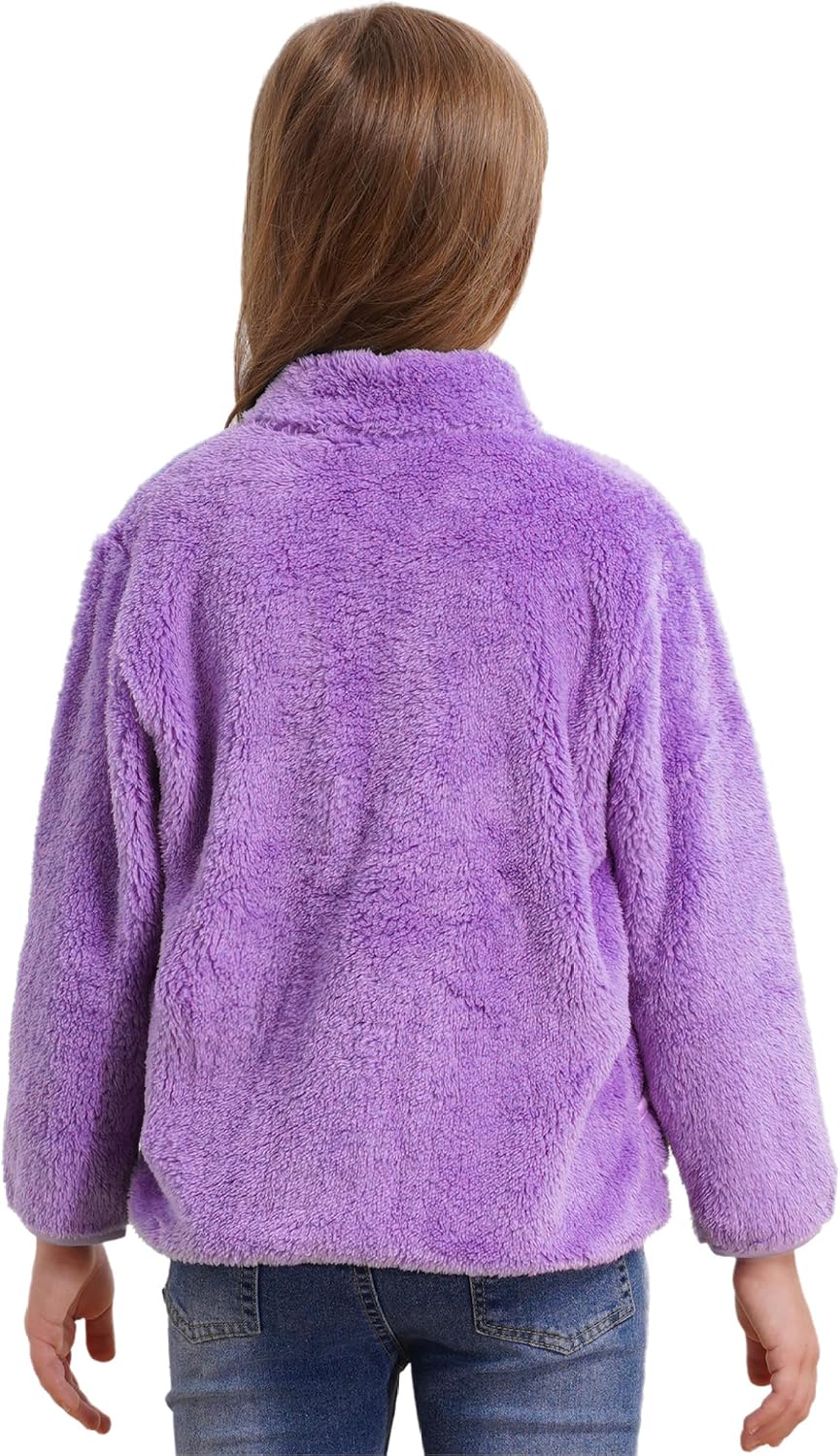 Kids Girls Boys Warm Zipper Jacket Long Sleeve Faux Fur Fleece Coat Unisex Casual Loose Fit Fall Winter Outwear