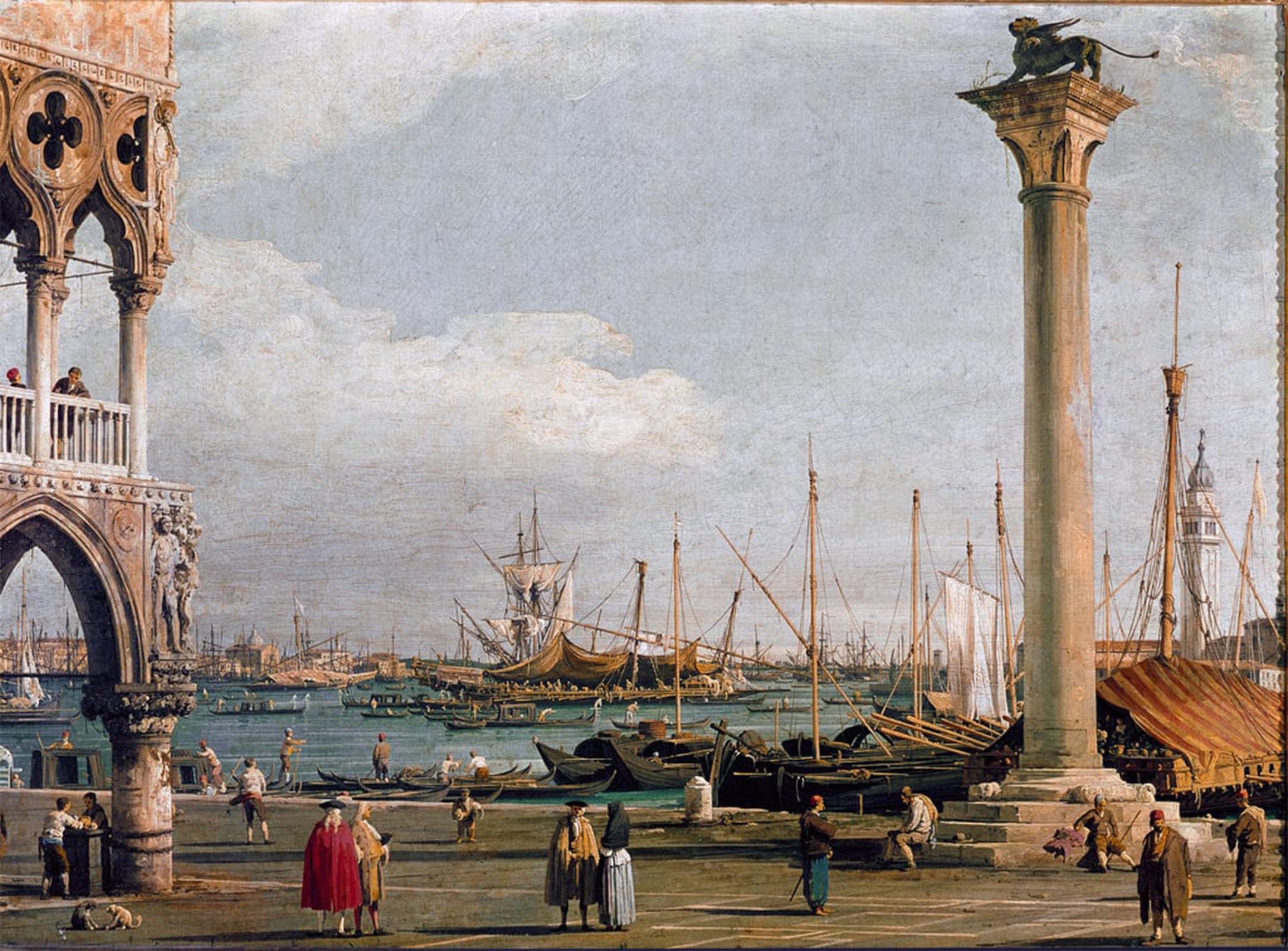 SERENDIPITP Abstract Painting Mural Print Picture Wall Decor Painting View of the Basin of St Mark and the Church of San Giorgio Maggiore From the Piazzetta by Canaletto for Home Decor 60x90cm