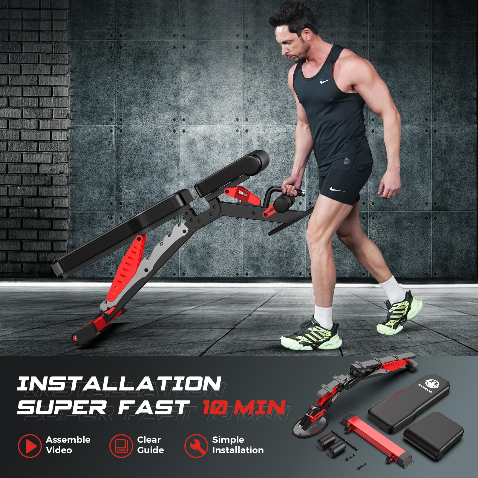 Weight Bench, Heavy Duty Bench and 8 Adjustable Positions Workout Bench Press for Home Gym Strength Training