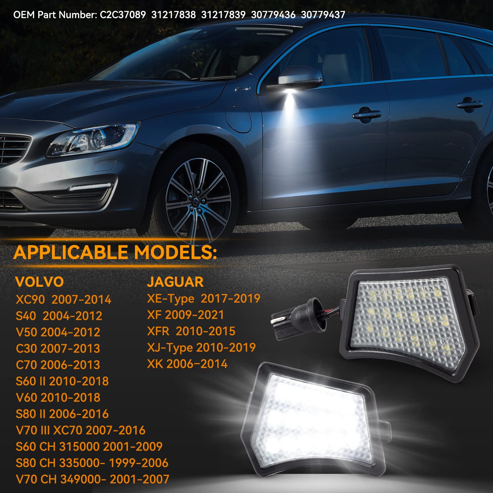 Indicatore Di Direzione Per Specchietto Volvo XC60 2009-2013 – Luce A LED Con Lente Fumé, OE 31217288 31217289