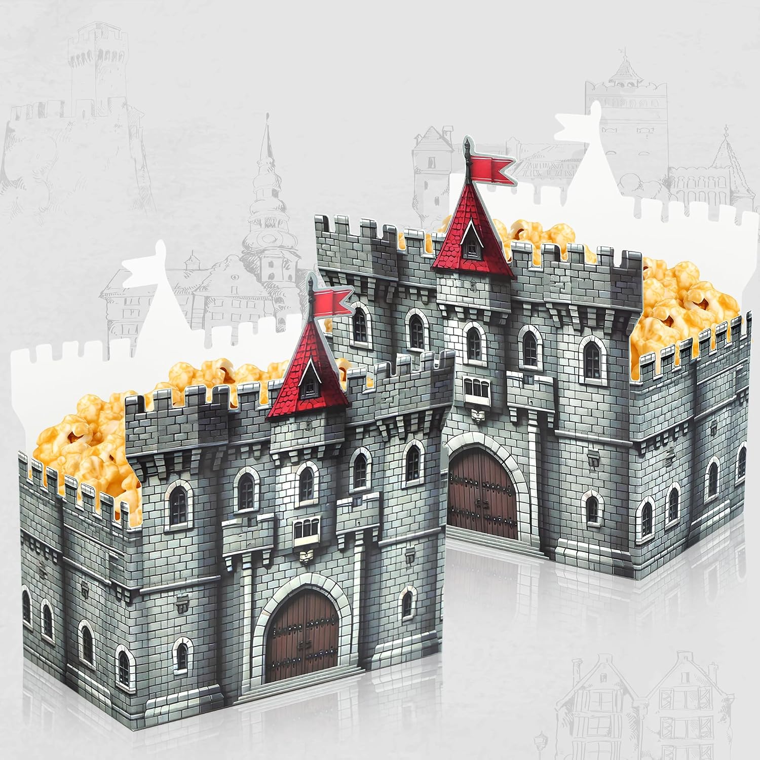 Generic 16pcs Medieval Castle Boxes DIY Cardboard Castle Snack Boxes for Halloween Knight Themed Parties Mardi Gras Medieval and Party Supplies