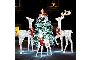 GENIMO 3-Piece Outdoor Lighted Reindeer Christmas Decorations