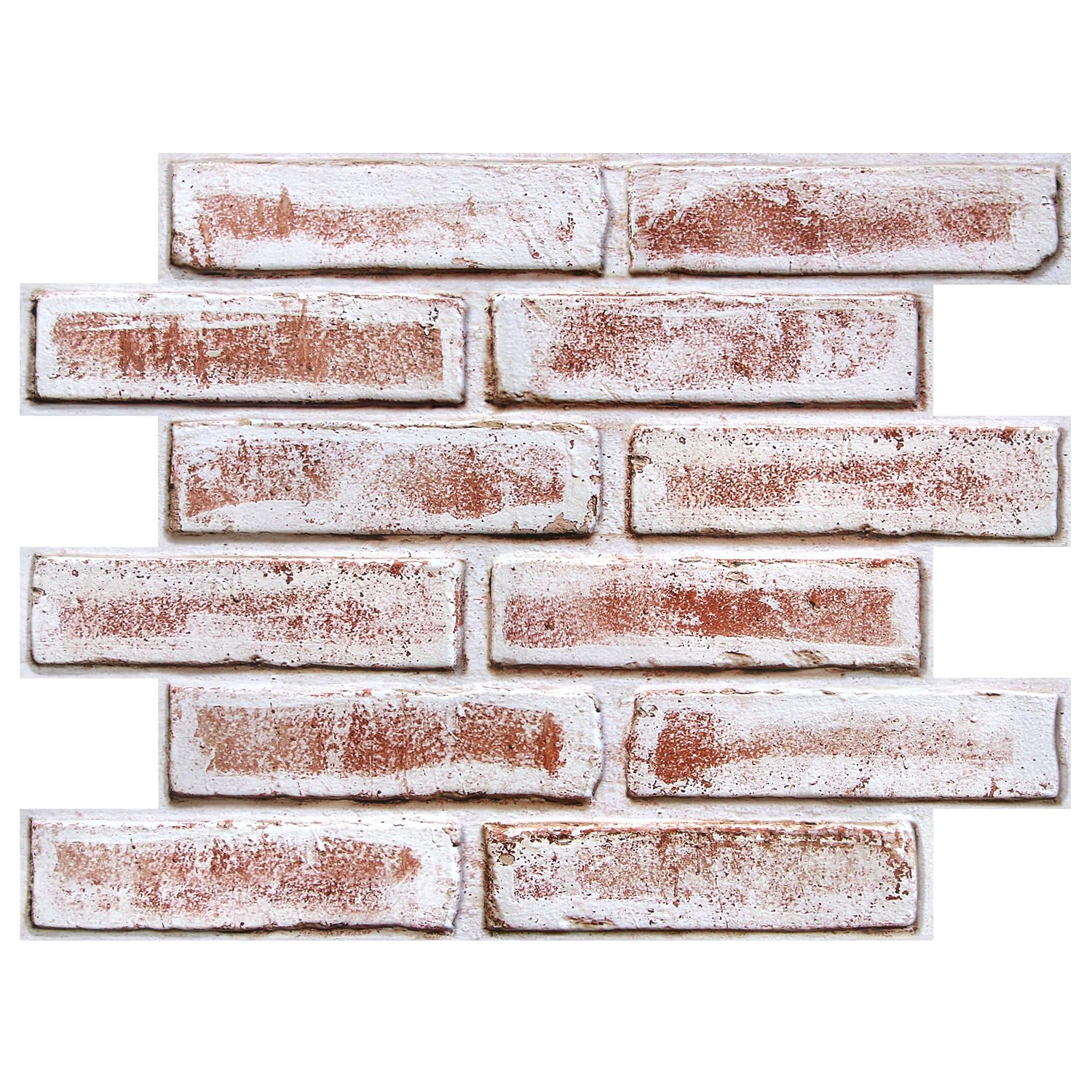 COMSTICKC 3D Faux Brick Wall Panel Self Adhesive Wall Stickers, 10 Sheets 15.7" x 11.8", Lightweight Thin PVC 3D Peel and Stick Fake Brick Decorative Tiles for DIY Wall Decor, Washed Red