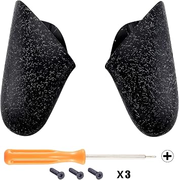 eXtremeRate Textured Black Replacement Handle Grips for Nintendo Switch Pro Controller, 3D Splashing DIY Hand Grip Shell for Nintendo Switch Pro - Controller NOT Included