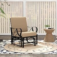 Vista 2 de Tangkula Planeador de patio al aire libre, silla deslizante con marco de metal con cojín, silla ergonómica para patio al aire libre para una sola