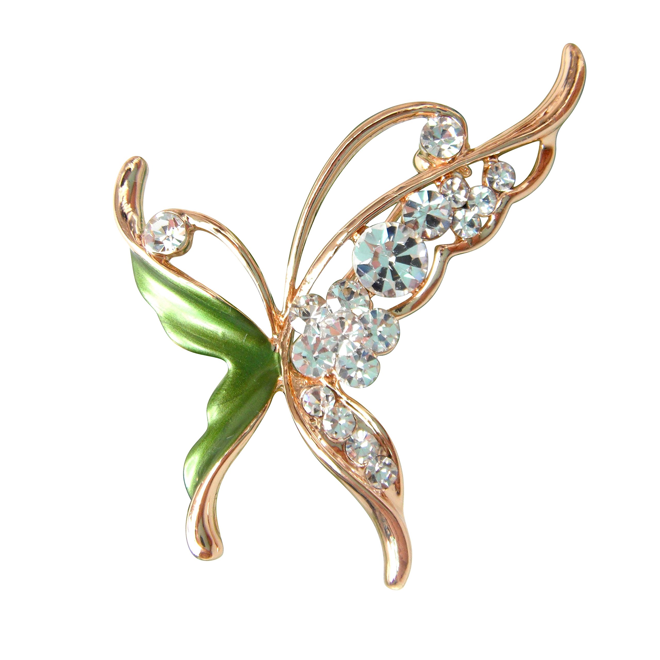 Navachi 18k Gold Plated Enamel Crystal Insect Butterfly Brooch Pin