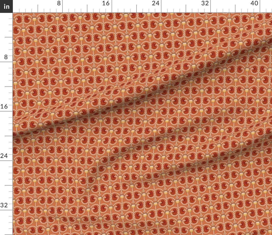Spoonflower Fabric - Burnt Orange Medical Anatomy Body Guts Printed on Petal Signature Cotton Fabric by The Yard - Sewing Quilting Apparel Crafts Decor