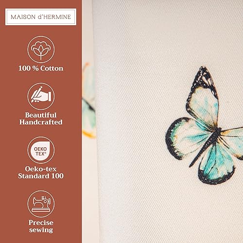 Miniatura 2 de Juego de cortinas de cocina Maison d' Hermine para ventanas 100% algodón Juego de cortinas y cenefas de cocina para el hogar 2 niveles (71 cm x 91