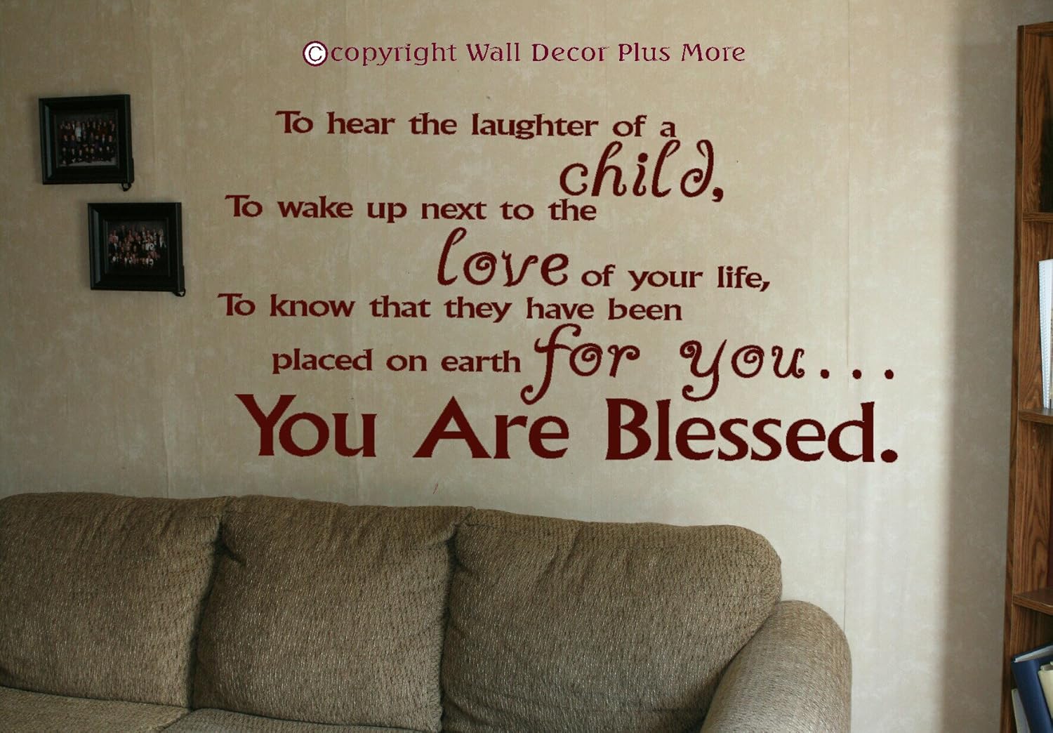 Wall Decor Plus More You are Blessed Family Inspirational Wall Sticker Quote Vinyl Decal 23"H x 45.25"W - Burgundy Burgundy