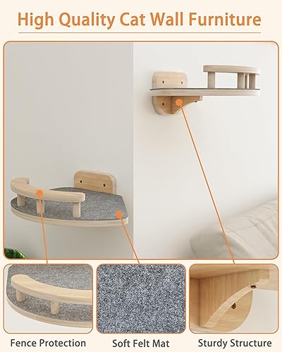 Megidok Modern Cat Wall Furniture, Cat Wall Shelves Fit Cat Up to 13Lbs with 3 Steps Cat Climbing Shelves, Cat Hammock,Floating Cat Shelves,Cat Wall Mounted Shelves and Perches,Gift for Cat