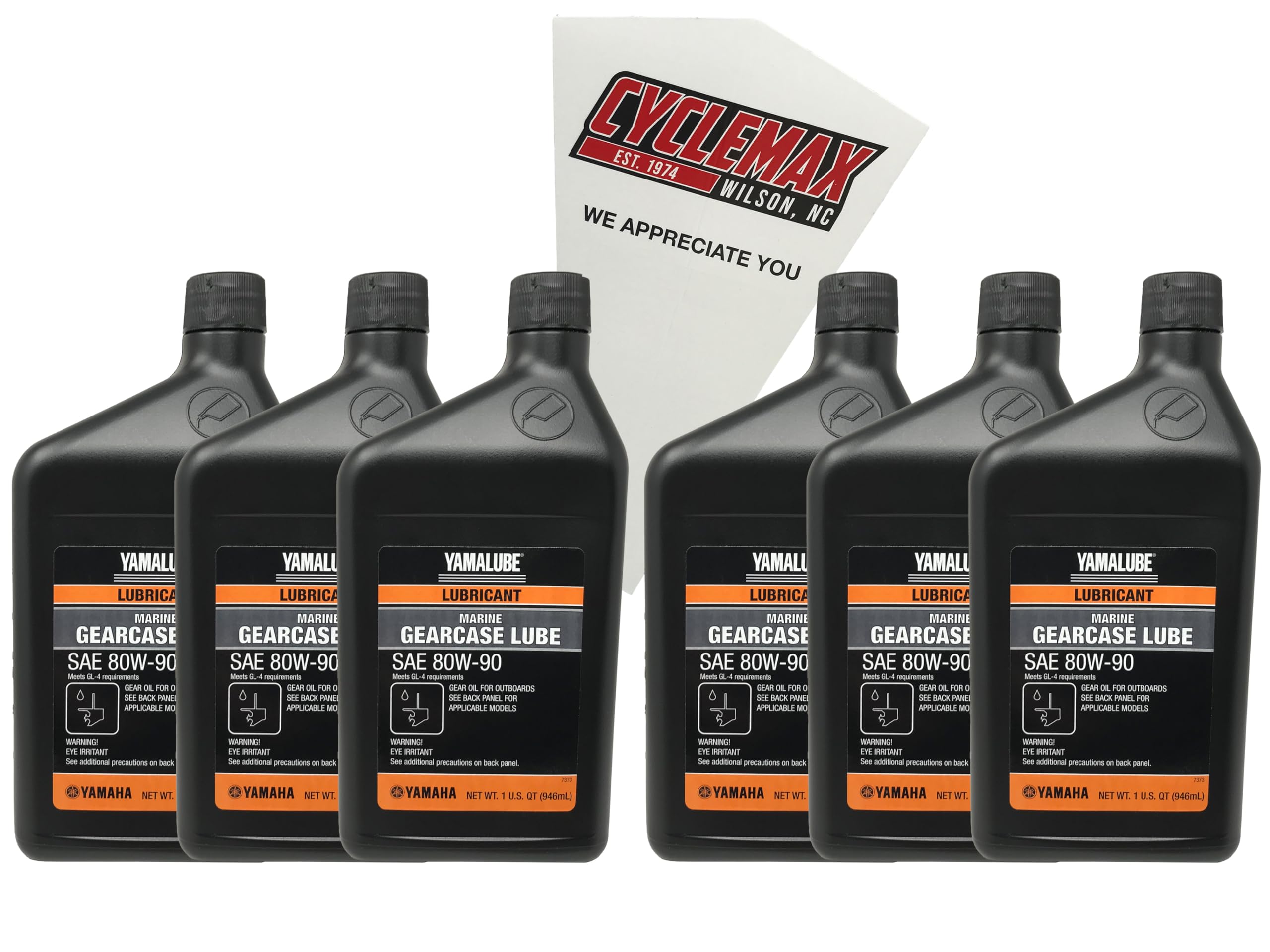 Cyclemax Six Pack compatible with Yamaha Lower Unit Gearcase Lube Oil ACC-GEARL-UB-QT Contains Six Quarts and a Funnel