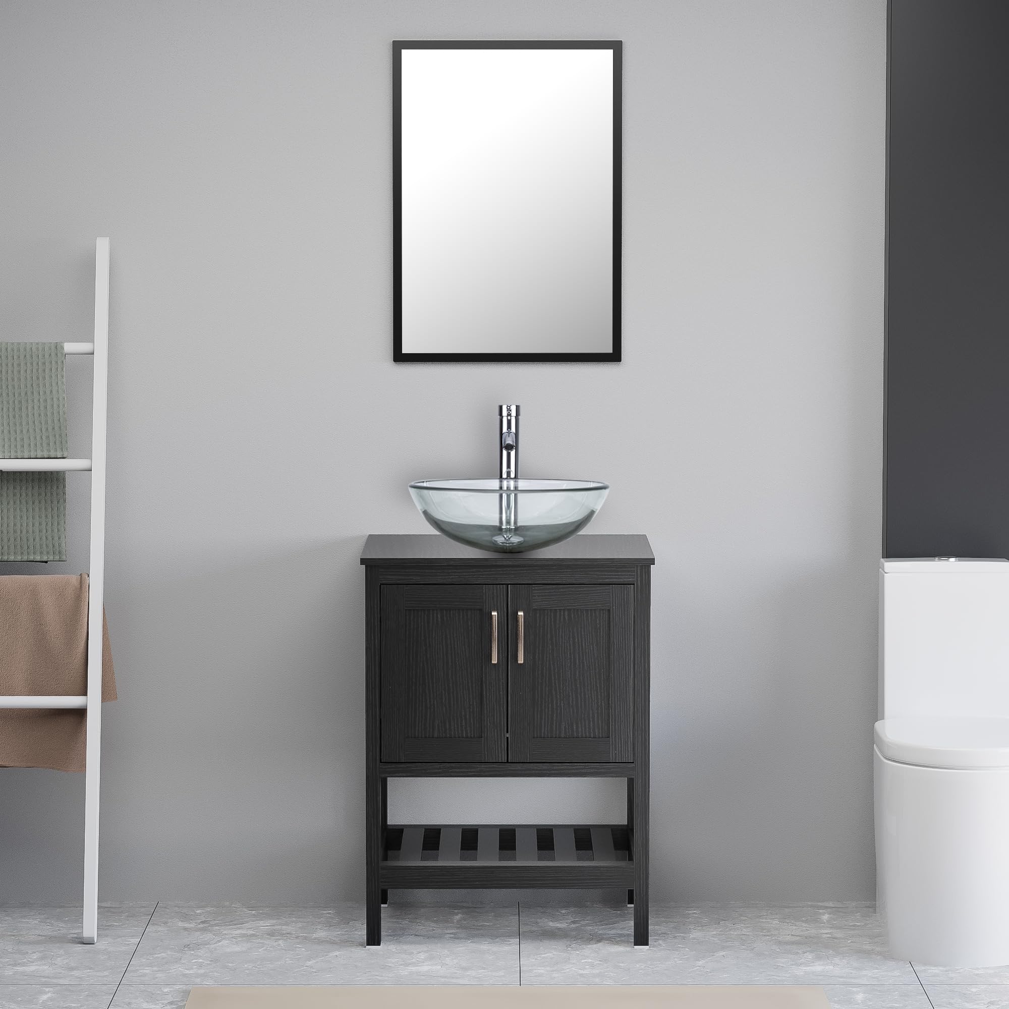 eclife 24" Bathroom Vanities Sink Combo with Open Shelf