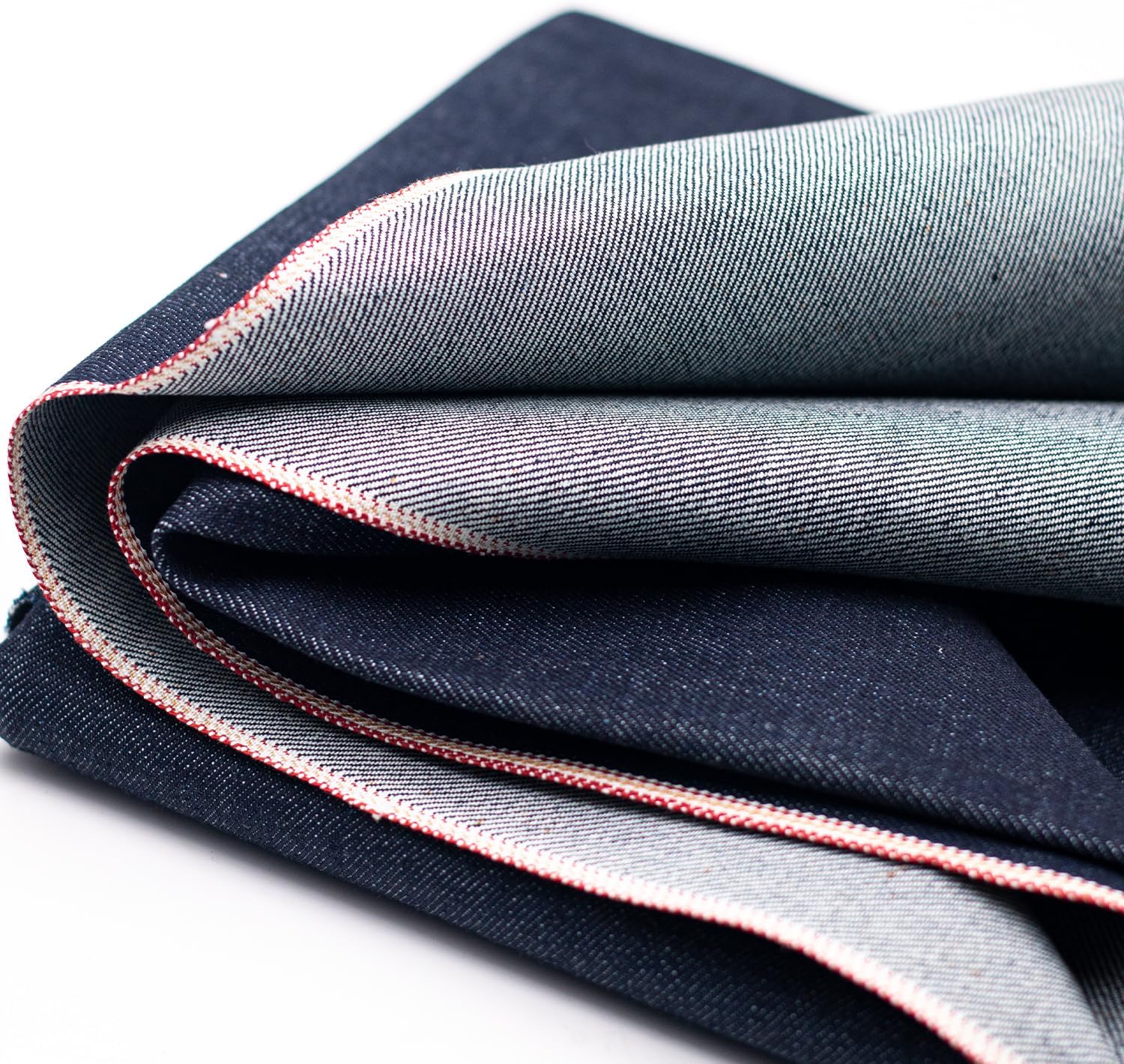 18oz Heavyweight Selvedge Denim Fabric, 7-Cycle Pure Indigo Dyed, 100% Cotton, 35" Narrow Width, Sanforized Slubby Texture for Raw Denim Crafts (5 Yard pre Cut)