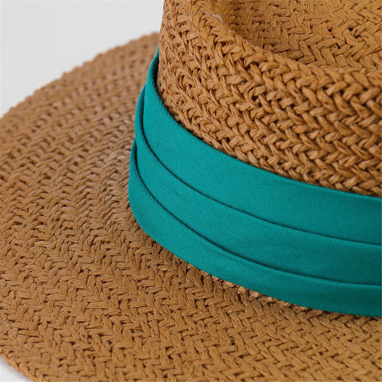 Generico Cappello da Sole in Paglia a Tesa Larga per Bambini - Design con Cintura Intrecciata per Protezione UV e attività all'aperto