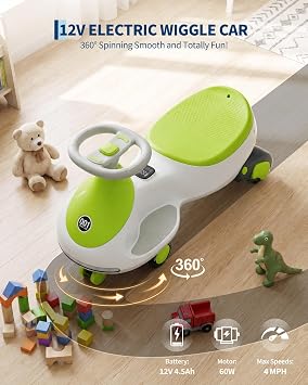 Garvee 12V Electric Wiggle Car for Toddler,2 in 1 Swing Car with Pedal,4MPH
