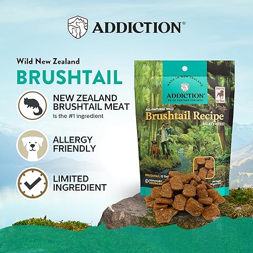 Vista 3 de Addiction Meaty Bites - Golosinas hipoalergénicas para perros - Hecho en Nueva Zelanda - Alto contenido de carne - Sin gluten y granos - Golosinas