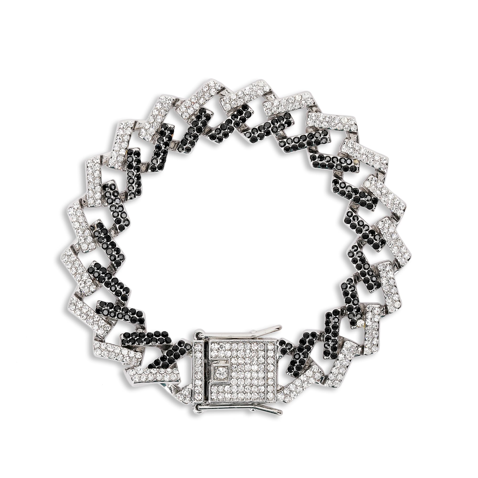 Fashion Frill Silver Bracelet For Men Women Silver Plated American Diamond Studded Double Tone Charming Silver,Black Bracelets For Men Boys Jewellery Accoccesories (B0DDX8Z4MH) Amazon Price History, Amazon Price Tracker
