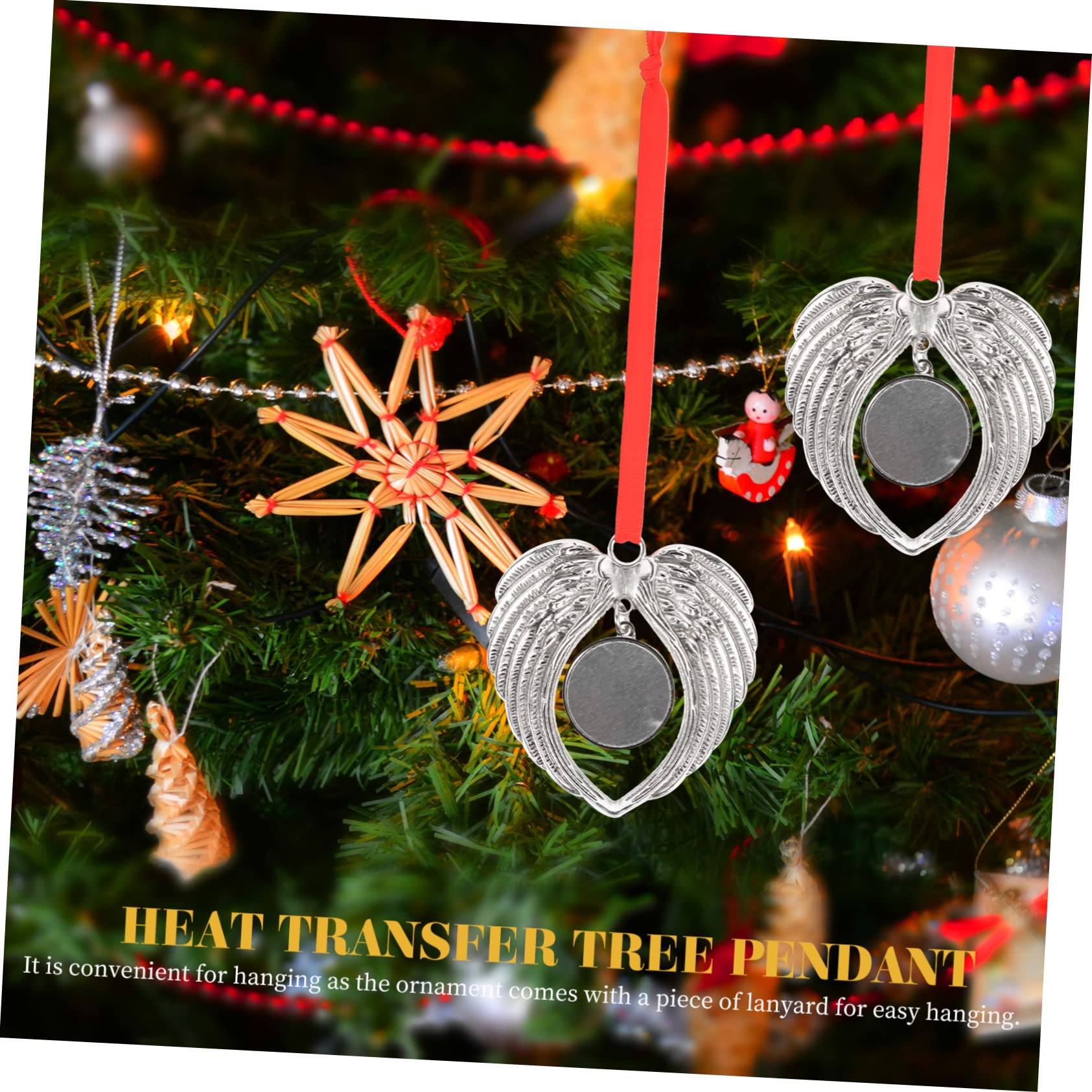 Alipis 12 Piezas De Alas De Ángel Colgante Sublimación Colgante Personalizado Mini Decoraciones Navideñas Colgantes De Navidad Adornos Navideños En Adornos Conmemorativos De